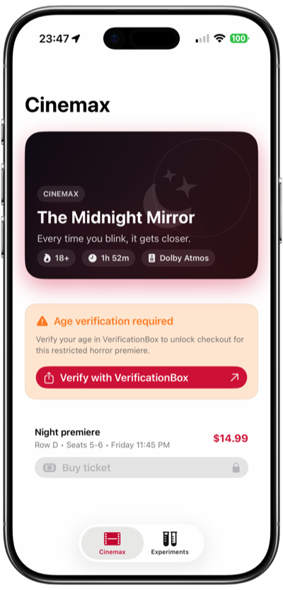 Verihop flow overview on device