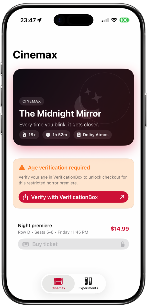 Verihop flow overview on device