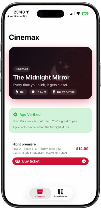 Verihop sharing flow on iPhone